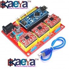 OkaeYa CNC Shield V4 Board + Arduino Nano Panel + A4988 Driver Plate